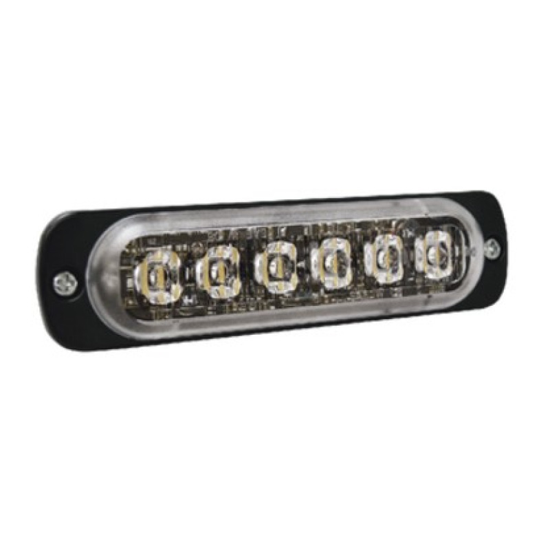 Luz Auxiliar de 6 LED Ambar Bisel Negro Lente Transparente