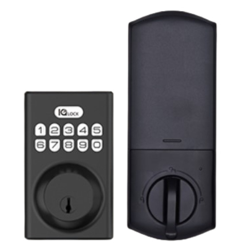 QOLSYS IQDLK-PGK-MB Cerradura con botón pulsador - Cerradura Inteligente PowerG, color negro mate ( Matted Black )