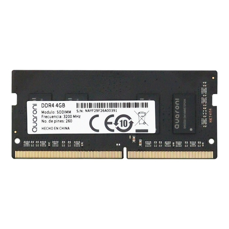 MEMORIA RAM QUARONI SODIMM DDR4 4GB 3200 MHZ CL19 260PIN 1.2V