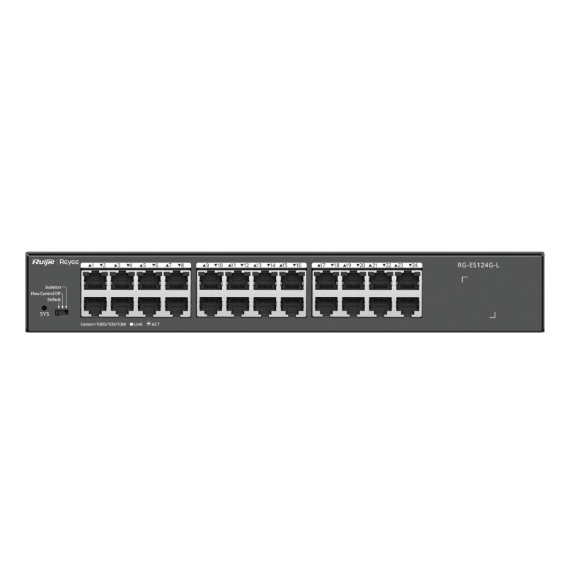 Switch no administrable con 24 puertos 10/100/1000 Mbps Monitoreable en la Nube