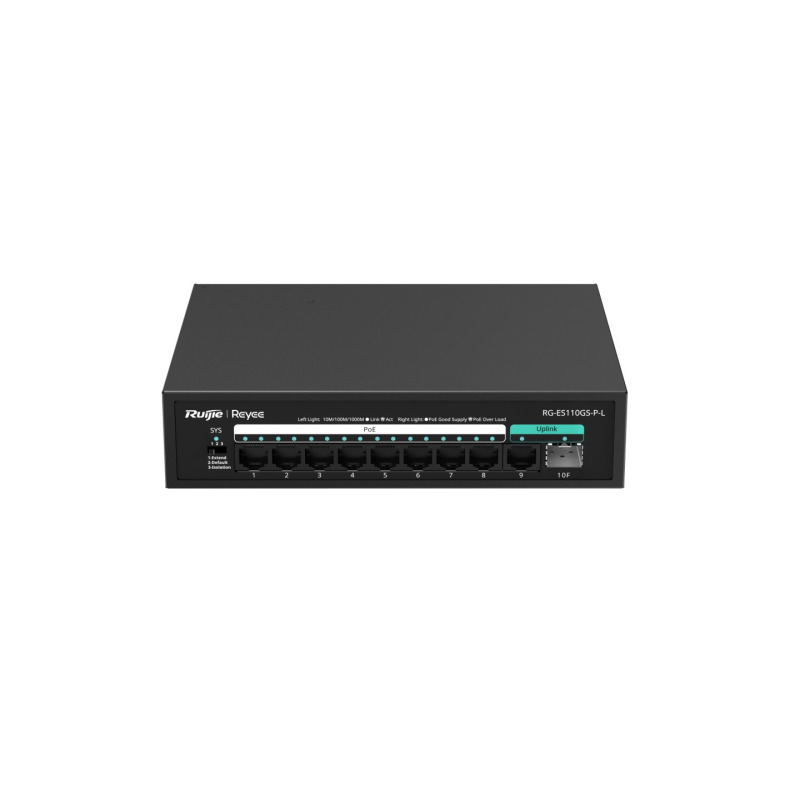 Switch PoE no administrable con 10 puertos 10/100/1000 Mbps Monitorearle en la Nube