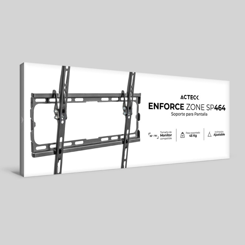 SOPORTE ACTECK ENFORCE ZONE SP464 / PARA PANTALLA - TELEVISION  / 32-70 PULG / MAX 45 KG / FIJACION A MURO / INCLINACION 0- 8 GRADOS / VESA  / ACERO / NEGRO / AC-939720 image 7