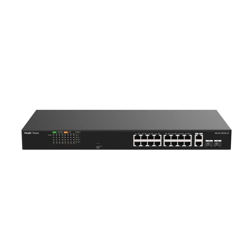 Switch PoE No Administrable Ideal para CCTV 16 Puertos 10/100 2 Uplinks Gigabit y 2 SFP Carcasa Metálica image 3