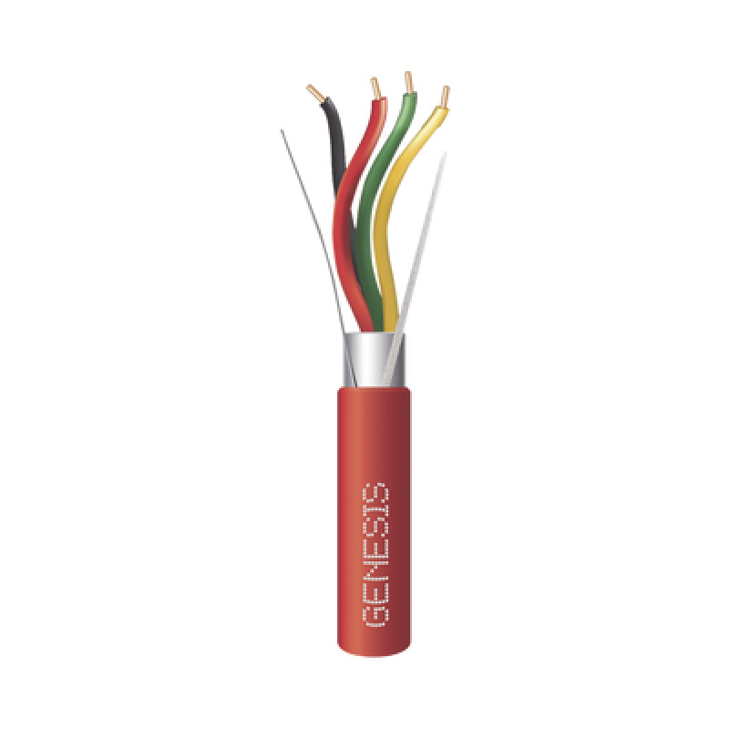Bobina de 152 Metros de Alambre / 4 x 18 AWG / BLINDADO / Tipo FPLR / Color Rojo / Para Aplicaciones en Sistemas de Detección de Incendio y Sistemas de Evacuación