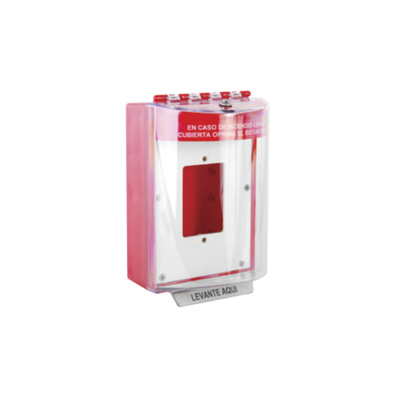 Cubierta Universal De Policarbonato Con Espaciador y Placa De Montaje Interna Texto De Incendio En Español Interior/Exterior Serie Universal Stopper image 2