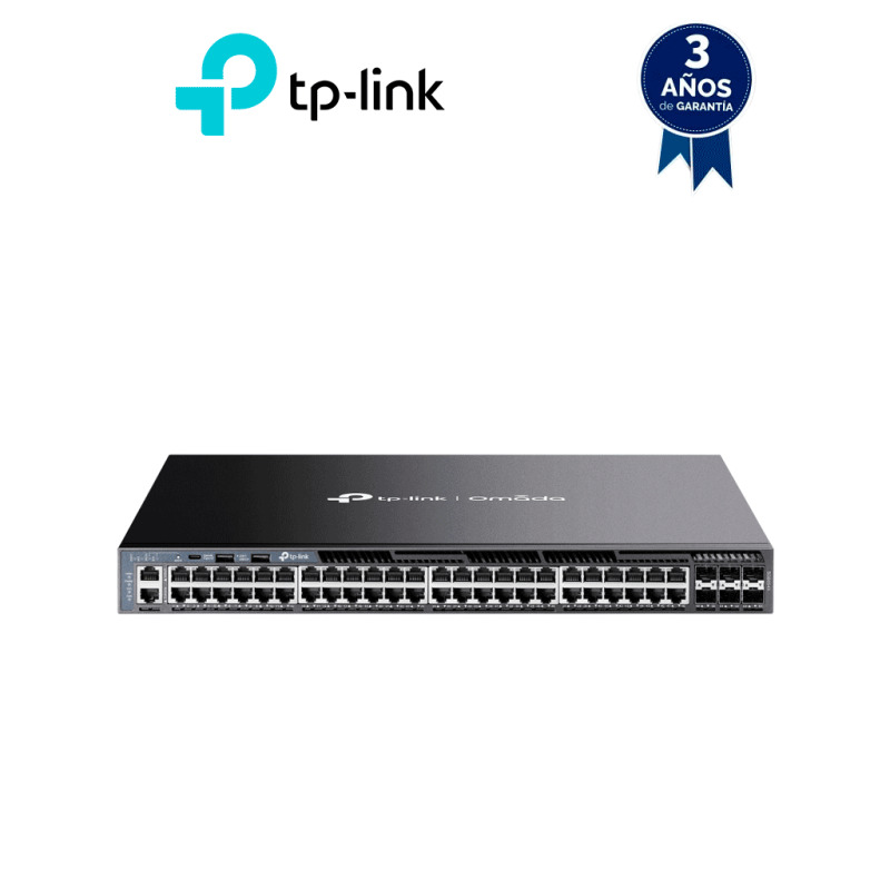  TP-LINK SG6654X- Switch Omada L3 Stackable de 48 puertos RJ45 Gigabit y 6 puertos SFP+ 10G , Stacking físico , Funciones L3 Enterprise. RIP, OSPF, ECMP, VRRP, PIM-DM, DHCP Server/Relay , Alta disponibilidad , VRRP y ERPS , Interfaz WEB , CLI , SNMP. image 3