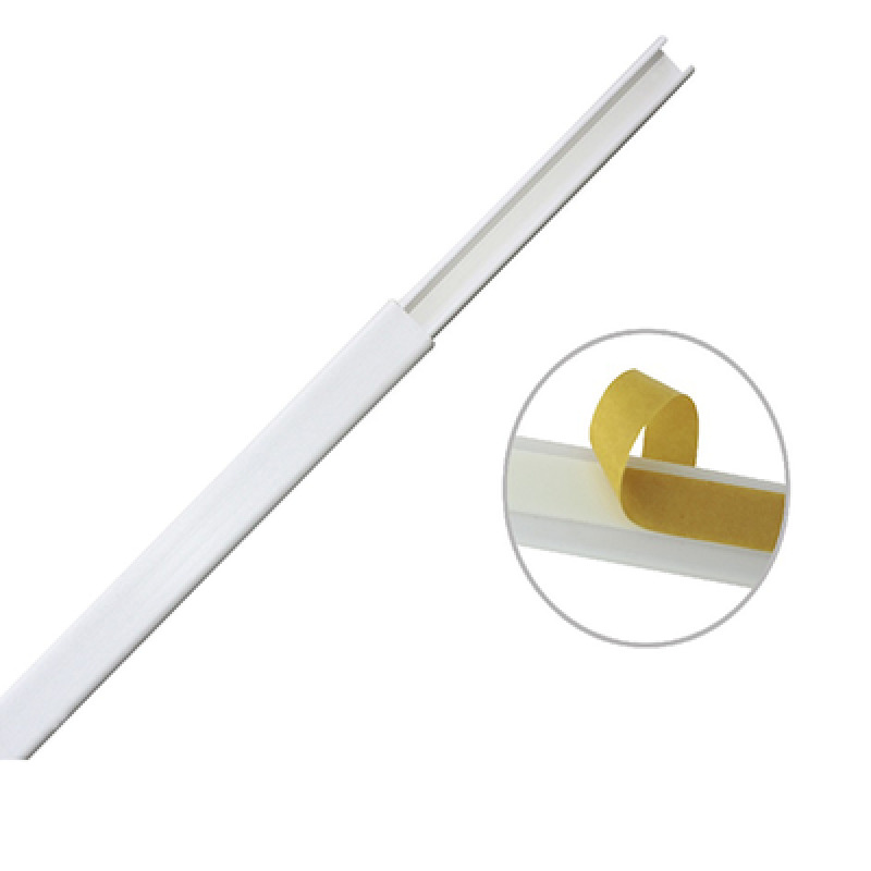 Canaleta color blanco de PVC auto extinguible de una vía 12 x 8 mm tramo de 6 pies con cinta adhesiva 500021252