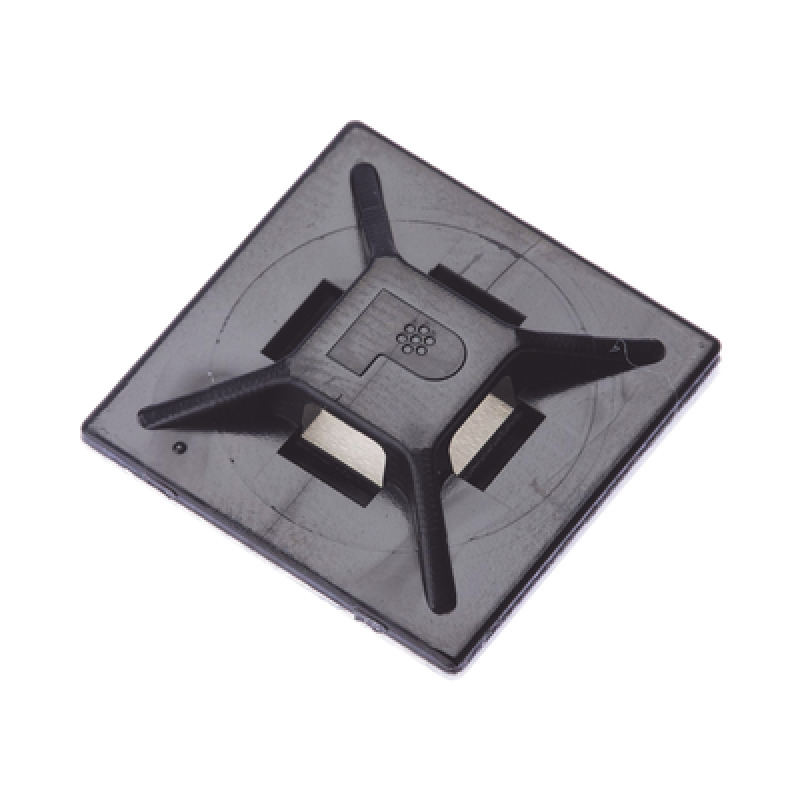 MontajeSujetador Para Cable de 4 vías con Adhesivo Acrilico 254 x 254mm 1in x 1in Color Negro Uso en Exterior 1 pieza