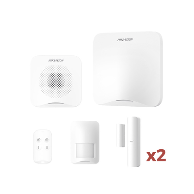 AX HOME KIT de Alarma AX HOME / Incluye 1 Hub con batería de respaldo / 1 Llavero / 1 PIR / 2 Contactos Magnéticos / 1 Sirena / WiFi / Compatible con HikConnect P2P y HikPartner PRO