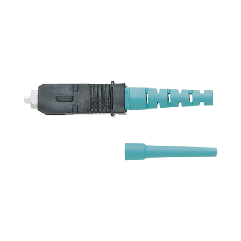 Conector de Fibra Óptica SC Simplex OptiCam Multimodo 50/125 OM3/OM4 Prepulido Color Aqua