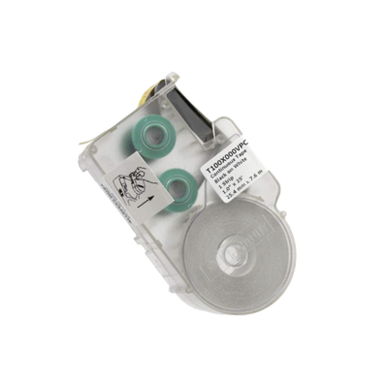 Casete de Etiquetas de Vinilo de Cinta Continua Color Negro Sobre Blanco Uso Interior/Exterior 254 mm de Ancho x 76 Metros de largo