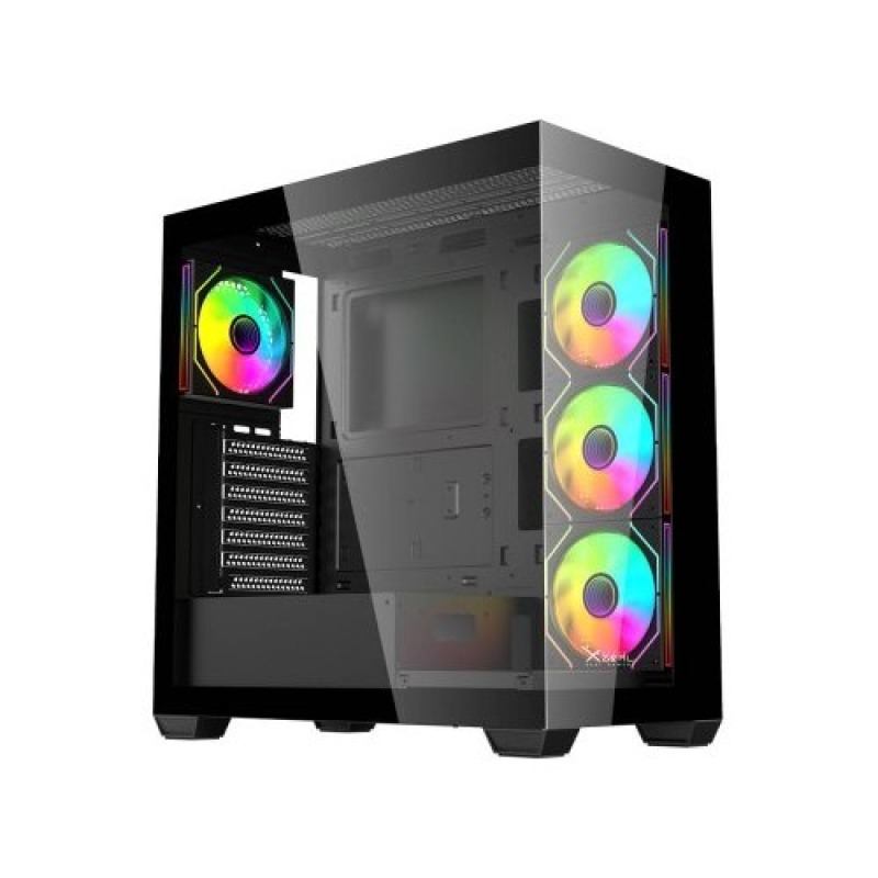 GABINETE XZEAL (XZCGB08B) YRDEN XZ140, ATX, PANEL LATERAL-FRONTAL CRISTAL,4*FANS RGB,S/FUENTE,NEGRO