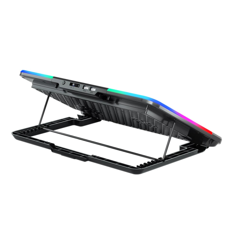 Base Enfriadora para Laptop 15.6 Froost Raw BE630 6xVentiladores 60mm Soporte para celular  2xUSB 7 Niveles de Ajuste RGB Advanced Aluminio image 2