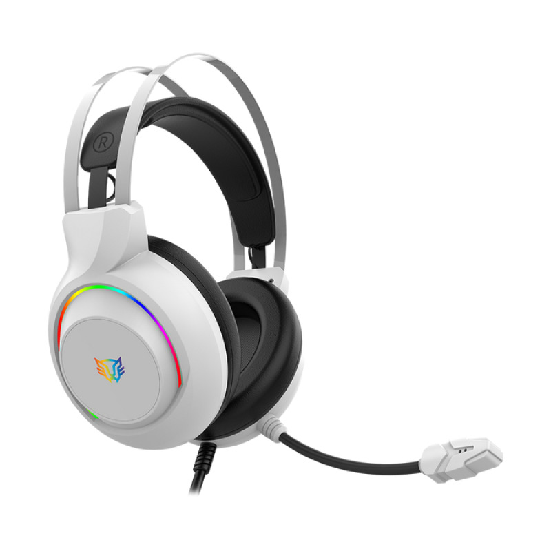 Audifonos Balam Rush Hesix II HS688 Azender Blanco alámbricos Over Ear Microfono Fijo Compatible con PC Dispositivos móviles Consolas RGB Jack 3.5 m