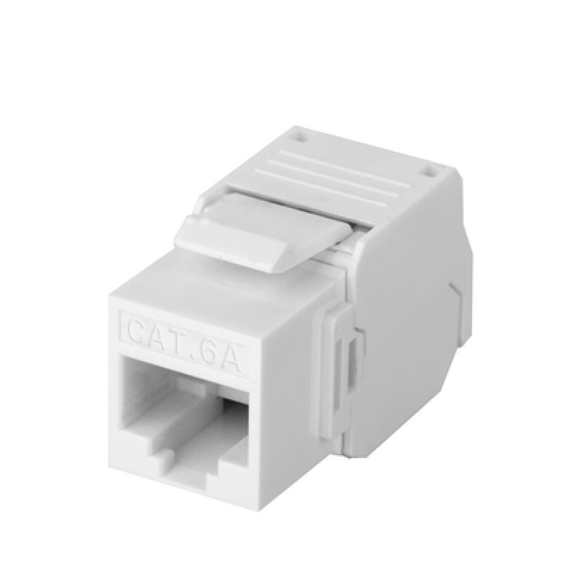 Módulo Jack Keystone Cat6A toolless con terminación en ángulo 180  Color Blanco Compatible con Faceplate y Patchpanel Linkedpro