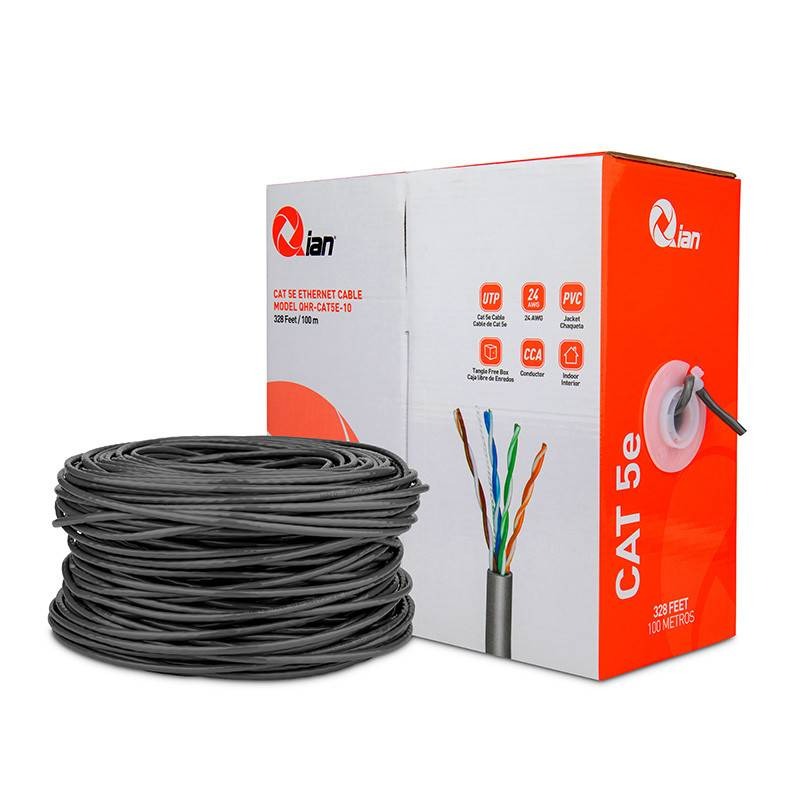 BOBINA DE CABLE QIAN (QHR-CAT5E-10) CABLE UTP CAT5, 100 MTS, GRIS image 2