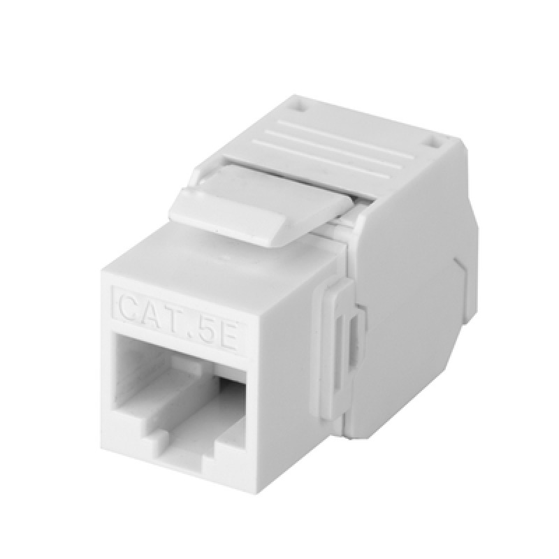 Módulo Jack Keystone Cat5e toolless con terminación en ángulo 180  Color Blanco Compatible con Faceplate y Patchpanel Linkedpro
