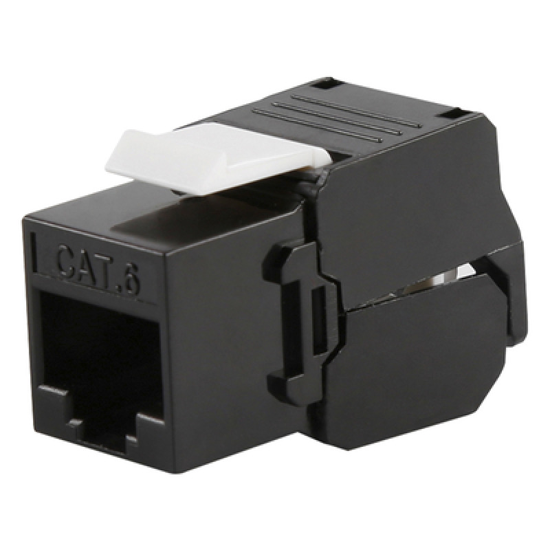 Módulo Jack Keystone Cat6 toolless con terminación en ángulo 180  Color Negro Compatible con Faceplate y Patchpanel Linkedpro