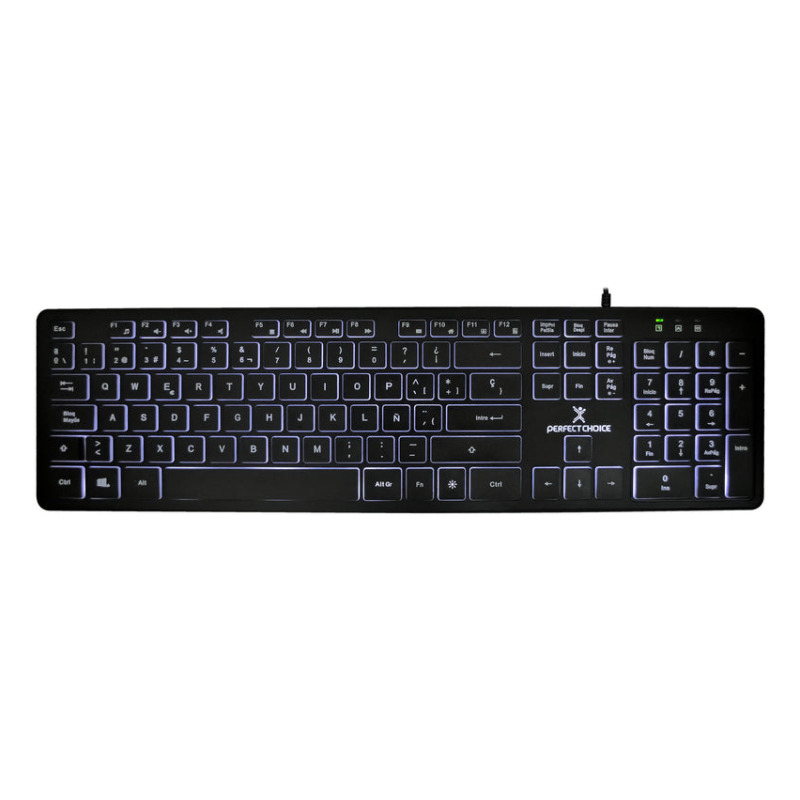 TECLADO ALAMBRICO SLIM CON ILUMINACION BACKLIGHT PERFECT CHOICE