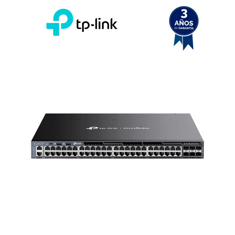 TP-LINK SG6654XHP - Switch Omada L3 Stackable de 48 puertos POE+ Gigabit y 6 puertos SFP+ 10G , 1440W , Stacking físico , Funciones L3 Enterprise. RIP, OSPF, ECMP, VRRP, PIM-DM, DHCP Server/Relay , Alta disponibilidad , VRRP y ERPS , Interfaz WEB , CLI. image 3