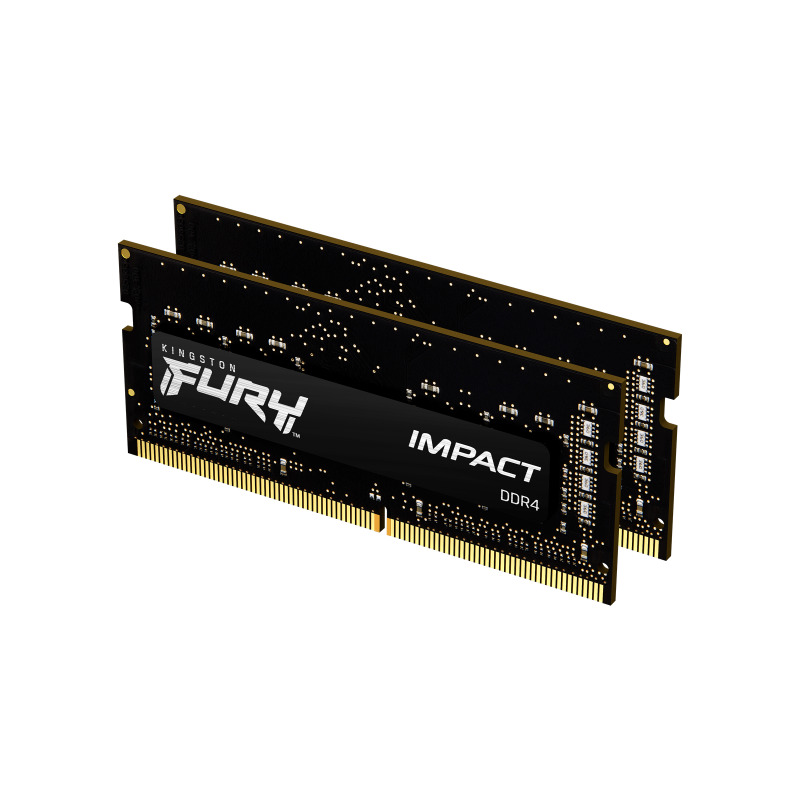 MEMORIA RAM KINGSTON SODIMM DDR4 16GB (2X8GB) 3200MT/S FURY IMPACT BLACK CL20 260PIN 1.2V C/DIFUSOR DE CALOR P/LAPTOP (KIT 2) (KF432S20IBK2/16)             
