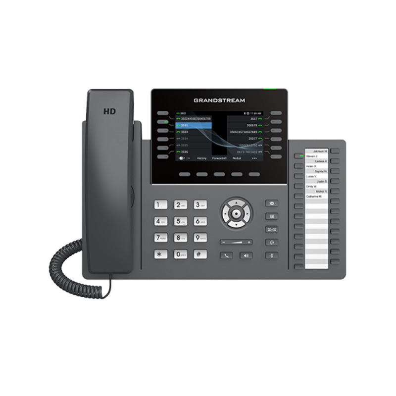 TELEFONO IP GRANDSTREAM GRP2636 / 12 LINEAS, 6 CUENTAS SIP, WIFI DOBLE BANDA, PUERTOS GIGABIT, GDMS, POE, COLOR NEGRO