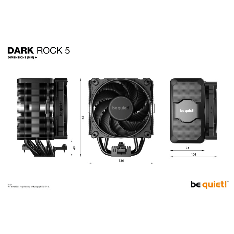 be quiet! DARK ROCK 5 Procesador Enfriador de aire 12 cm Negro 1 pieza(s) image 9