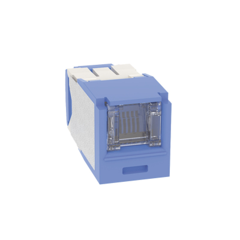 Conector Jack RJ45 Estilo TG con Ventana MiniCom Categoría 6A de 8 posiciones y 8 cables Color Azul