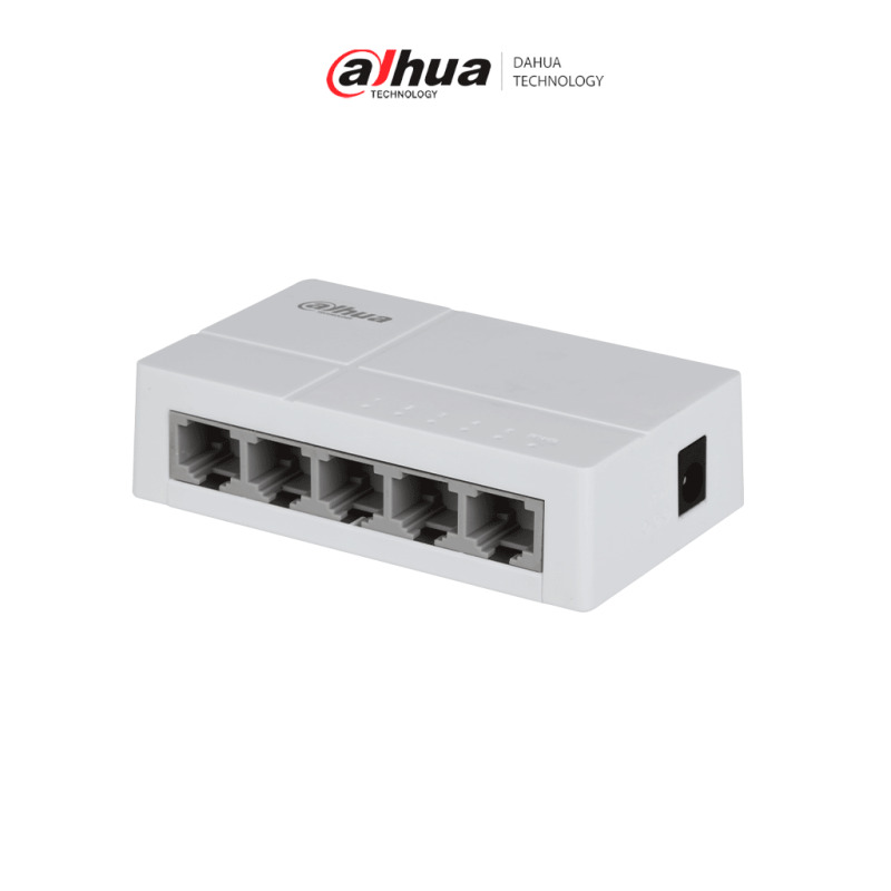 DAHUA DH-SF1005L - Switch para Escritorio 5 Puertos Fast Ethernet con velocidad de transmisión de 10/100 Mbps en un diseño compacto. Su capa 2 soporta un switching de hasta 1 Gbps y una velocidad de reenvío de 0.744 Mbps. #SwitchDpxv #VolDH