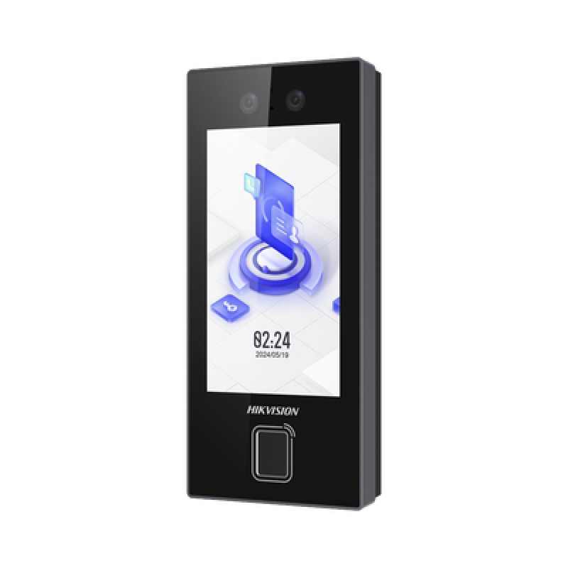Terminal Facial Min Moe con LECTOR DE HUELLAS y Tarjetas PROX EM / 3000 Rostros / 3000 Huellas / Pantalla 45 / Administrable en la Nube con HikConnect Teams  / Exterior IP65  / PoE / WiFi