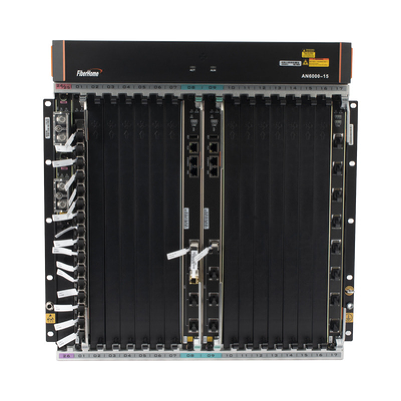 OLT Carrier Class Modular GPON 14 Ranuras de Servicio Incluye 1 Tarjeta de Servicio Doble fuente 48Vcc 11 UR Gestión por UNM2000 CLI