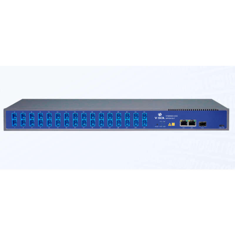 OLT de 1 GPON puerto con Splitter de 1 a 32 SC/UPC Incluido   3 puertos Uplink 2 puertos Gigabit Ethernet  1 puerto SFP/SFP  hasta 128 ONUS