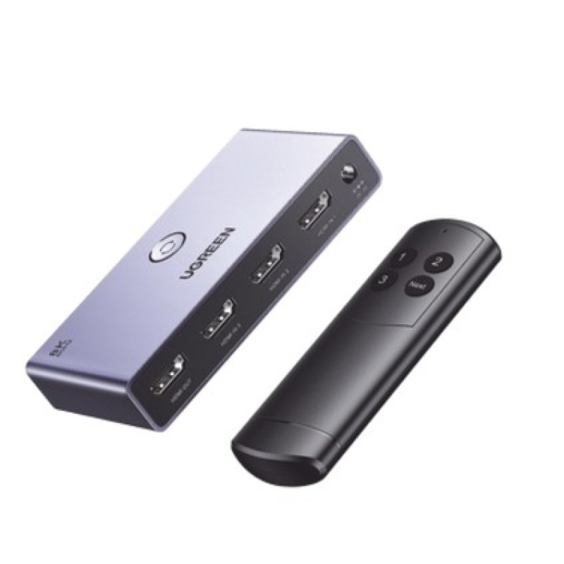 Switch Splitter 8K HDMI 21 / 3 entradas 1 Salida / Incluye Control Remoto / Soporta 8K60Hz 4K120Hz 4K60Hz 3D / HDR / HDCP 23 / Carcasa de Aluminio
