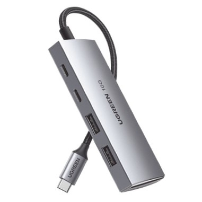 HUB USBC 32 4 en 1 | 2 Puertos USBC 32 10 Gbps | 2 Puertos USBA 32 10 Gbps |  Admite OTG | Compatible con MacBook Chormebook iMac iPad Pro iOS Windows Mac OS Android | Carcasa de Aluminio | Nylon Trenzado