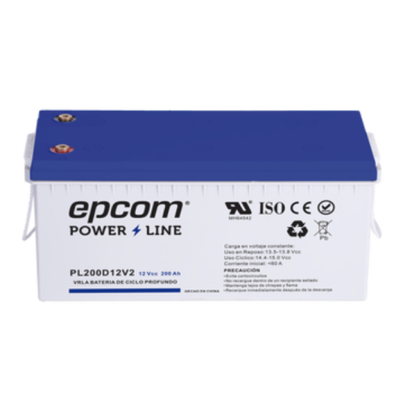 Batería 12 Vcc / 200 Ah / UL / Tecnología AGMVRLA / Ciclo profundo / Para uso en aplicaciones fotovoltaicas y de emergencia  / Terminales T5