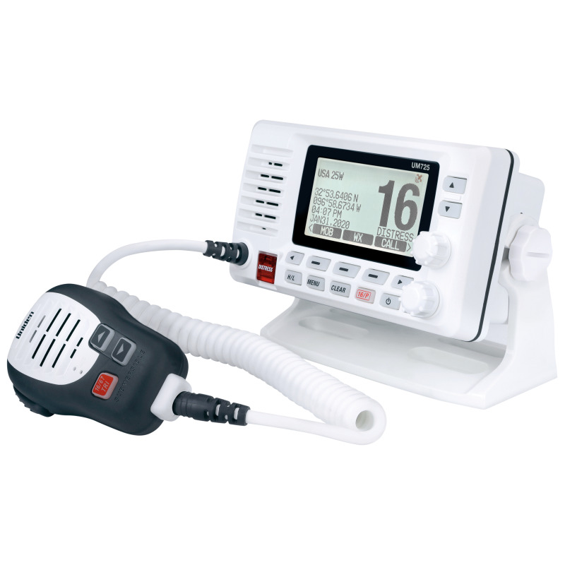 Radio Móvil Marino VHF color blanco con receptor de GPS integrado puerto de conexión NMEA 2000 25W de potencia de RF sumergible IPX8 image 4