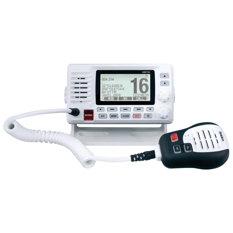 Radio Móvil Marino VHF color blanco con receptor de GPS integrado puerto de conexión NMEA 2000 25W de potencia de RF sumergible IPX8 image 5