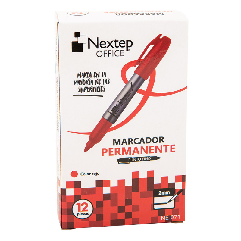 Nextep NE-071 marcador permanente Punta fina Rojo 12 pieza(s) image 3
