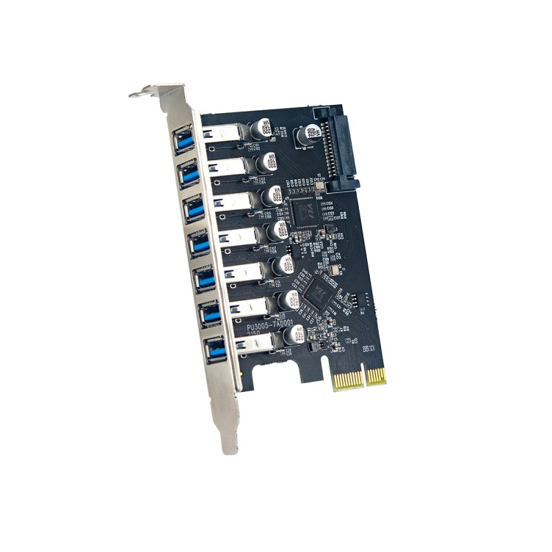 Tarjeta PCI Express X-Media XM-PEX-U307 con 7 puertos USB 3.0 transferencia de hasta 5Gbps por puerto