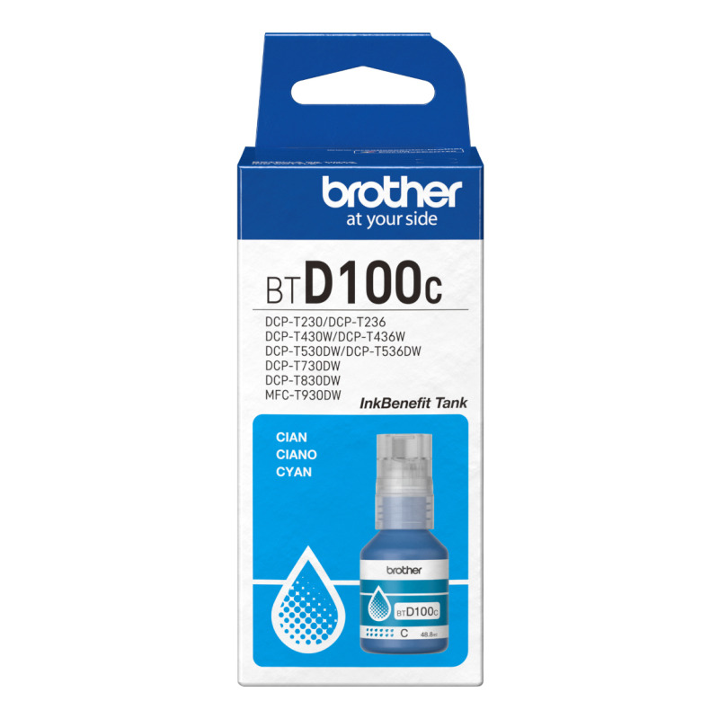 BOTELLA DE TINTA BROTHER CYAN BTD100C DE ULTRA ALTO RENDIMIENTO DE HASTA 5,000 PGINAS COMPATIBLE CON DCPT230, DCPT530DW, DCPT730DW, MFCT930DW