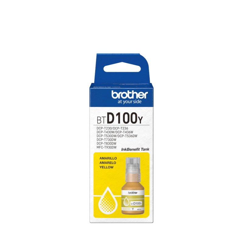 BOTELLA DE TINTA BROTHER AMARILLO BTD100Y DE ULTRA ALTO RENDIMIENTO DE HASTA 5,000 PGINAS COMPATIBLE CON DCPT230, DCPT530DW, DCPT730DW, MFCT930DW