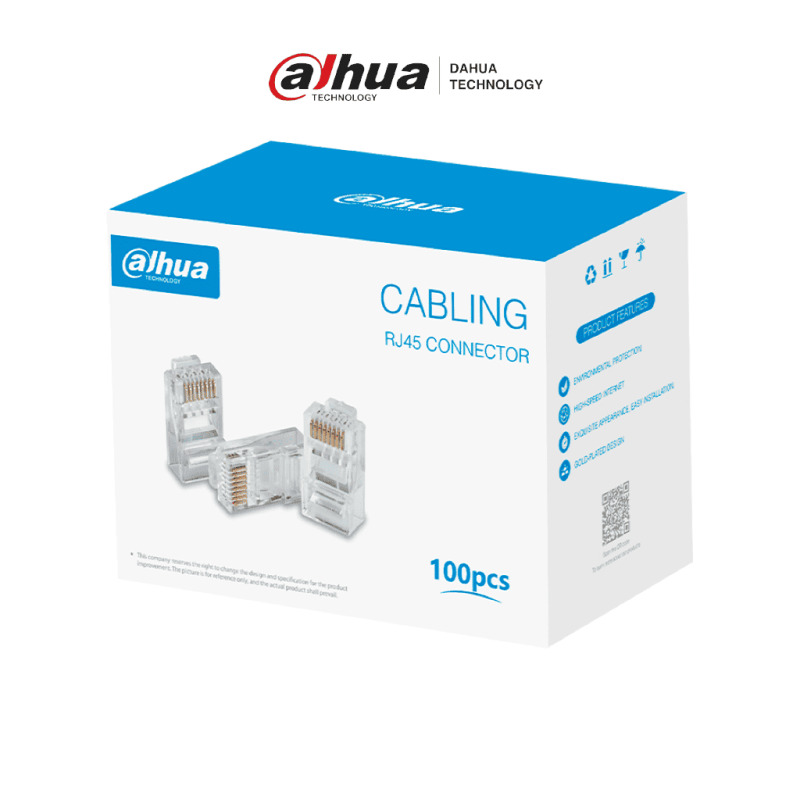 DAHUA DH-PFM976-631 - Caja con 100 Plugs RJ45 Cat6/ Chapado de Oro de 15 U"/ Clasificación de Resistencia al Fuego UL94V-2/ #LoNuevo image 2