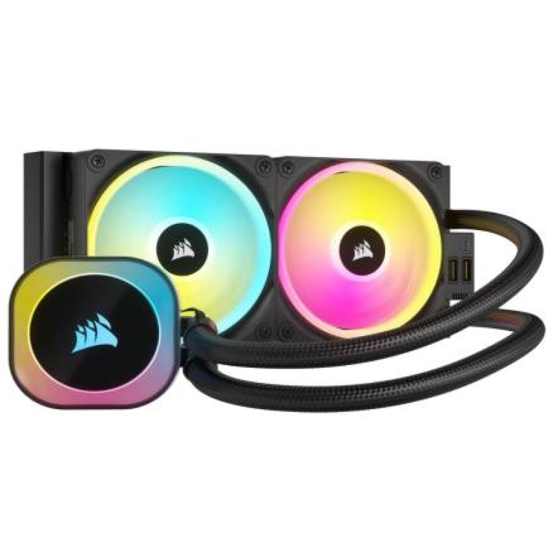 DISIPADOR CON ENFRIAMIENTO LIQUIDO CORSAIR ICUE LINK H100I/ 240 MM/ S-1700 1200/ AM5 AM4/ RGB  NEGRO