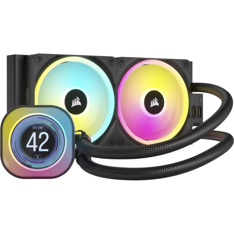 VENTILADOR P/CPU CORSAIR (CW-9061007-WW) ICUE LINK H100I LCD AIO,240MM,ENFRIAMIENTO LIQUIDO,NEGRO