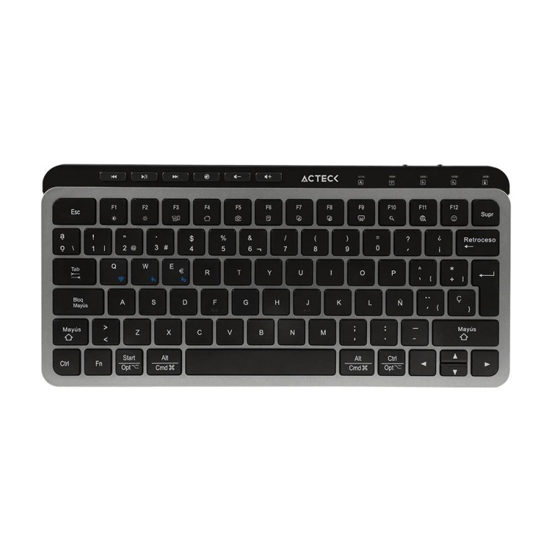 KIT ACTECK CREATOR KREA MK750 / TECLADO Y MOUSE / INALAMBRICO DUAL / MULTIDISPOSITIVO / RECARGABLE / DONGLE + BT /  65% / WIN - MAC / ESPAÑOL / 118 TECLAS / 2000 DPI / OPTICO / NEGRO-GRIS / AC-940177