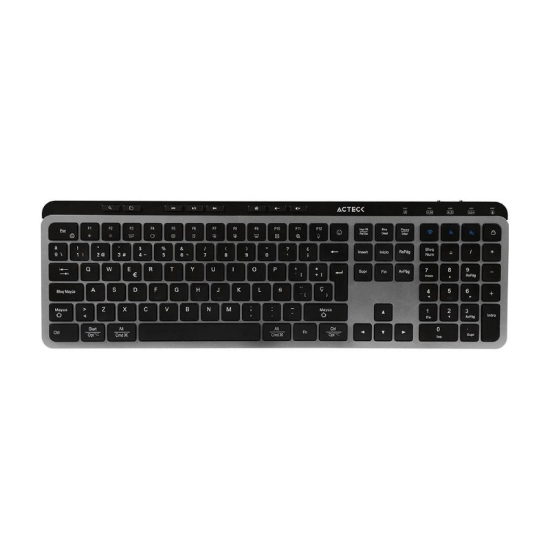 KIT ACTECK CREATOR KREA MK755 / TECLADO Y MOUSE / INALAMBRICO DUAL / MULTIDISPOSITIVO / RECARGABLE / DONGLE USB + BT / WIN - MAC / ESPAÑOL / 118 TECLAS / 2000 DPI / OPTICO / NEGRO - GRIS / AC-940160