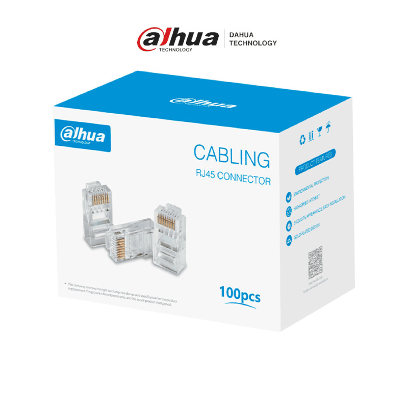DAHUA DH-PFM976-531 - Caja con 100 Plugs RJ45 Cat5e/ Chapado de Oro de 15 U"/ Clasificación de Resistencia al Fuego UL94V-2/ #LoNuevo #CONEEN image 2