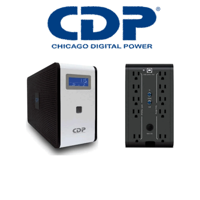 CDP R-Smart1010 - UPS Interactivo / 1000VA / 500W / Pantalla LCD / 10 Terminales de salida / 5 Salidas con respaldo y regulación AVR / 5 Salidas con supresión de picos / 2 Terminales de salida programables