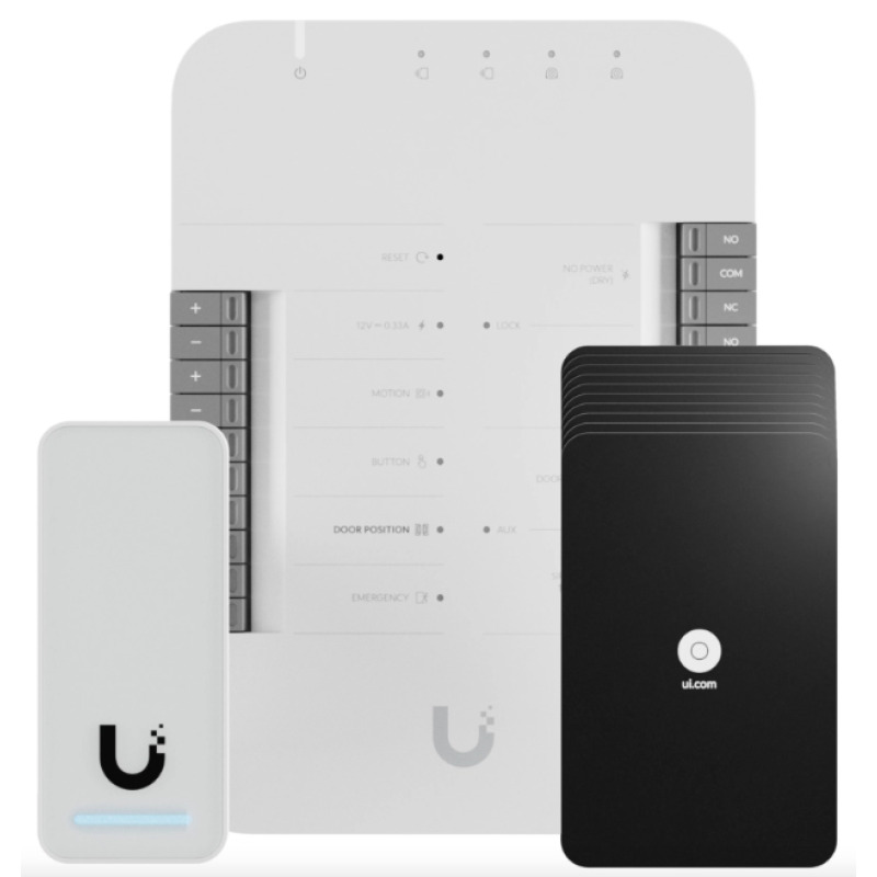 UniFi Access Kit de Inicio Gen 2 Incluye Hub para conexiones lector NFC y movimiento / 10 tarjetas de acceso / sistema completo para abrir una puerta