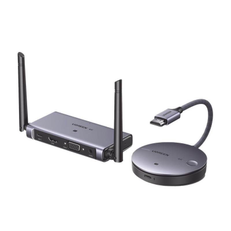 Transmisor y Receptor Inalámbrico HDMI | 50m | Salida HDMI y VGA Simultanea | Audio 35mm | Efecto 3D | Luz Indicadora LED | Clic and Go | Señal Estable | Amplia Compatibilidad | Conecta con un Clic